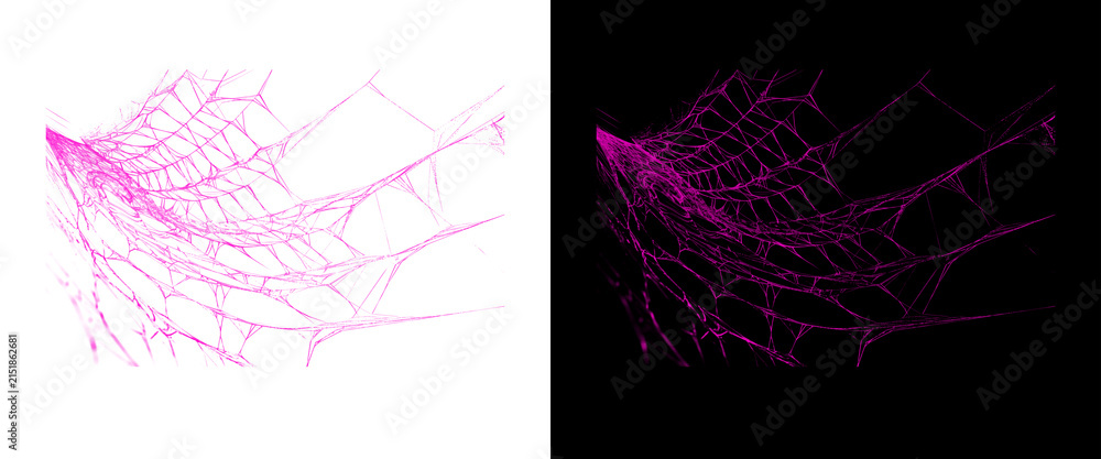 Naklejka premium Pink spiderweb design elements, spooky cobweb graphics on black and white backgrounds, Halloween decorative assets