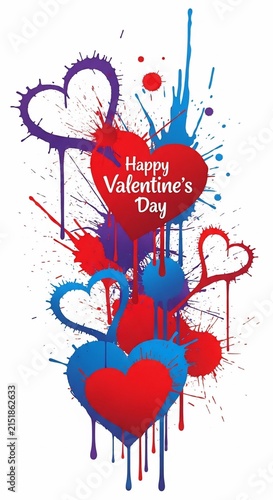Vibrant Heart Splatter Art: Love's Bold Brushstrokes for Valentine's Day
