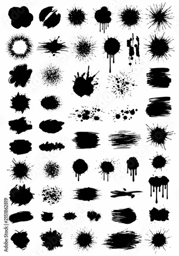 Energetic Black Ink Splatters & Drips - Abstract Graphic Design Elements