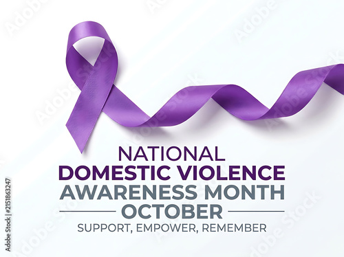 Purple awareness ribbon against white background for domestic violence awareness month support concept