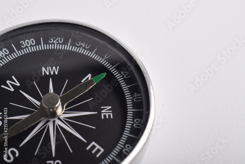 Fotografie Close Up Compass with Copy Space on White Background