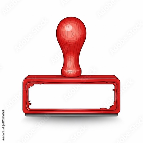 Crimson Handle Stamp: Bold Red on Clean Canvas, Ready for Your Mark