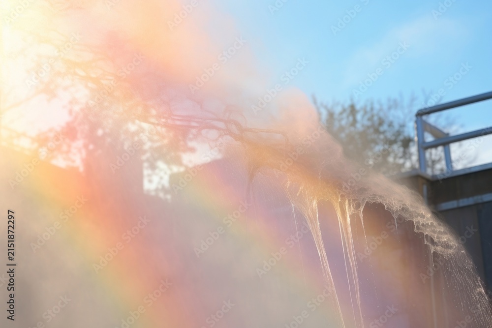 Obraz premium Water mist with rainbow architecture outdoors nature.