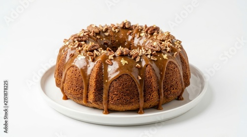 delicious glazed cake isolated cleanly against plain white background surface
