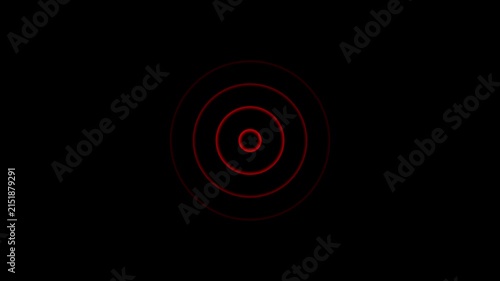 Pulsing red concentric circles motion abstract neon target hud background