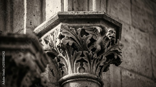Ornate Corinthian Column Capital in Ancient Architecture.