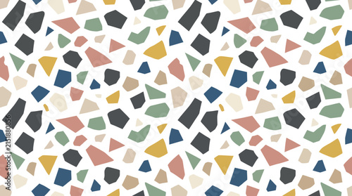 Modern Abstract Terrazzo Seamless Pattern with Colorful Geometric Shapes