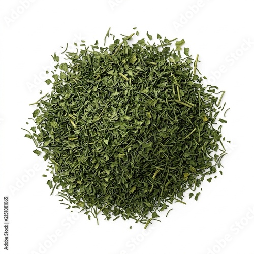 Dried Dill Isolated on White Solid Background, Natural Ingredient for Healthy Cooking, Culinary Recipes, and Food Photography
