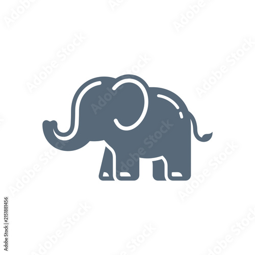 Simple illustration of an elephant with a rounded body and trunk.