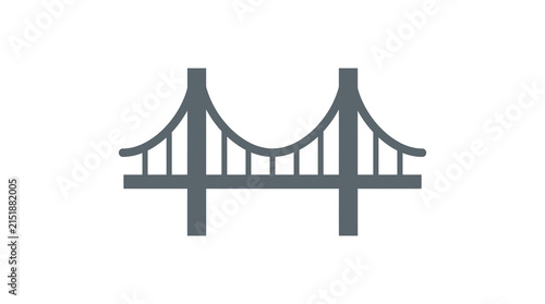 Minimal grey suspension bridge icon on white