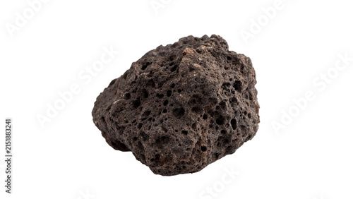 Cuadro en lienzo Single rough dark brown volcanic lava rock natural mineral specimen isolated on