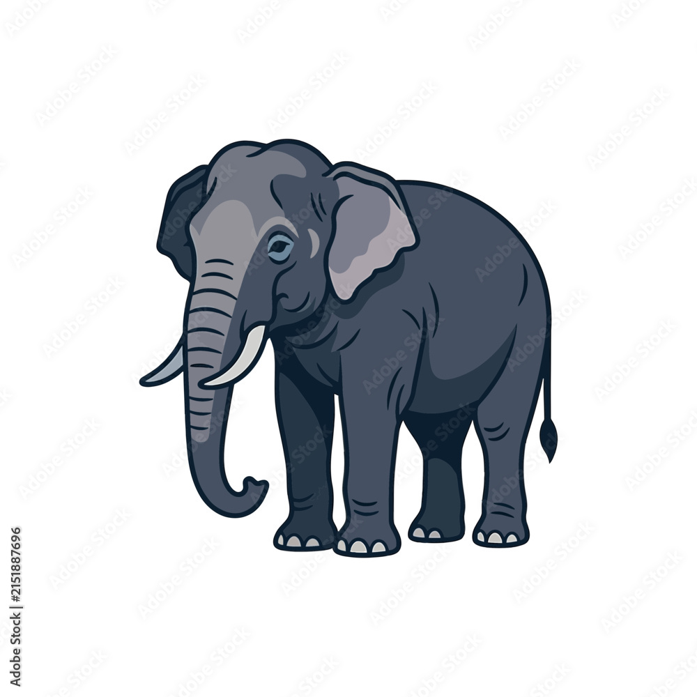 Fototapeta premium Blue Elephant Character Standing Upright