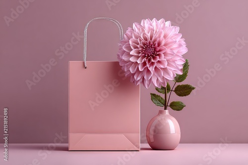 Minimalist Pastel Pink Shopping Bag Mockup