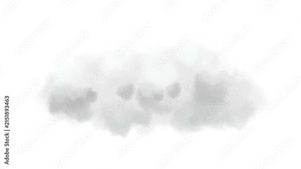 Fototapeta premium Realistic fluffy white cloud isolated on transparent gray background for creative graphic design.