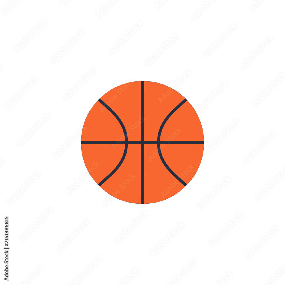 Fototapeta premium Simple orange basketball ball icon with black lines flat graphic design isolated on transparent background, Vector