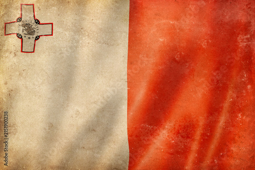 Foto Old vintage flag of Malta, worn and stained