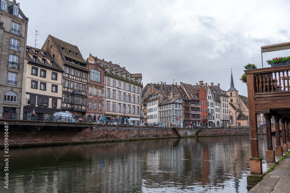 Fototapeta premium Colorful riverside buildings in the historic center of Strasbourg, France