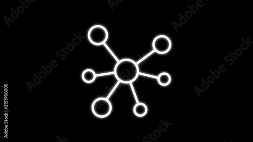 Animated networking concept with clean white line icon on a black background.