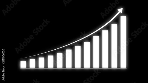 Business growth concept with rising progress chart and upward arrow, representing increasing profits and successful performance.