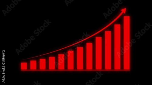 Business growth concept with rising progress chart and upward arrow, representing increasing profits and successful performance.