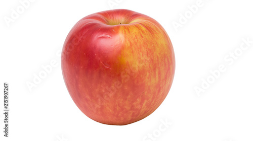 Red and yellow apple with smooth skin and stem indent