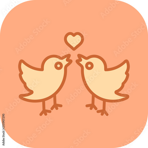 Cuadro en lienzo Lovebirds Vector Icon