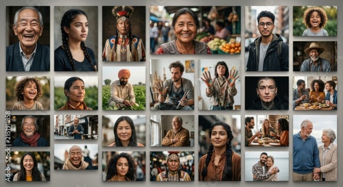 Diverse People Collection in Grid Portrait Display