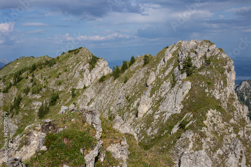 Canvas Print Rocky Ridge Trail Between Grosse Klammspitze and Feigenkopf in Ammergau Alps