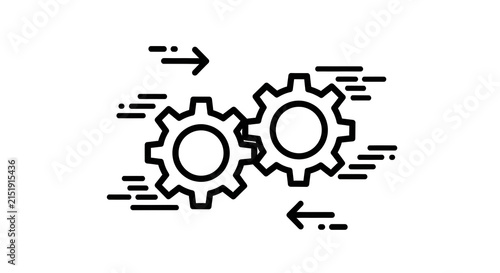 Obraz w ramie Gears Interlocking with Arrows Symbolizing Workflow and Process