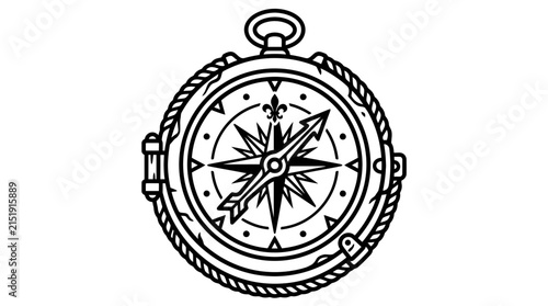 Vintage compass nautical navigation tool for direction finding