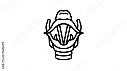 Vocal cord anatomy symbol for sound production and speech