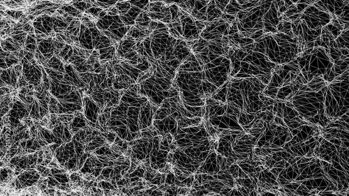 Futuristic Neural Network Animation with Connected Dots and Technology Grid