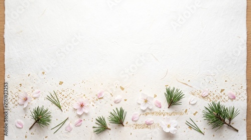 桜と松と金箔をあしらった上品な和紙の和風背景