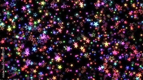 2D Star colorful shapes flying Particles space abstract background
