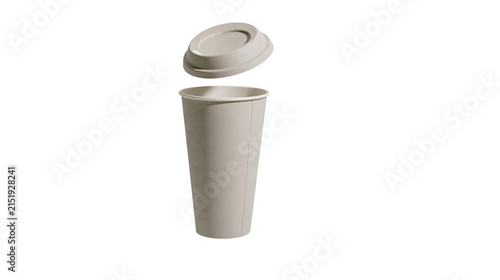 Cuadro en lienzo Beige paper coffee cup with lid slightly ajar