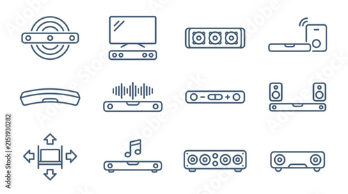Foto Home entertainment and smart speaker icon set.
