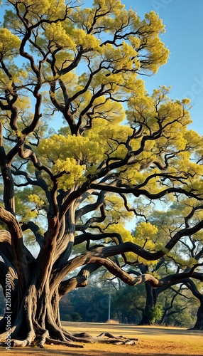 Branching oak trees in various shapes and sizes, ||tree illustrations, botanical illustrations