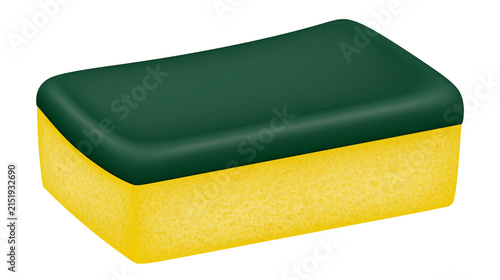 Quadro su tela Green and yellow dual-sided cleaning sponge