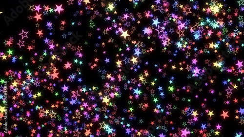 2D Star colorful shapes flying Particles space abstract background