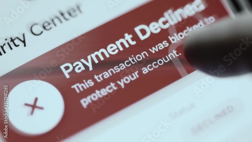 angled security center interface shows declined payment alert