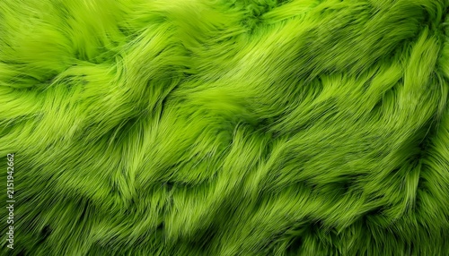 Bright Lime Green Shaggy Faux Fur Textile Texture Background Soft And Fluffy Material