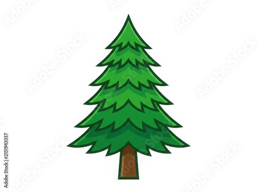 Isolated green christmas tree illustration on white background isolated on white background
