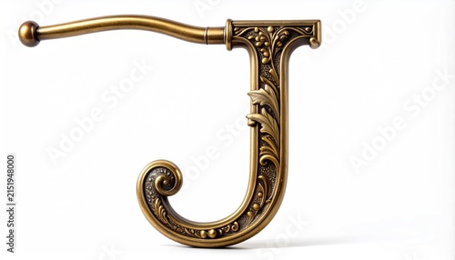 Ornate Brass J Hook Vintage Design
