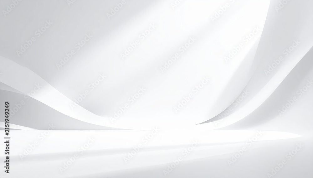 Fototapeta premium Abstract White Wave Background with Smooth Curved Lines, Futuristic Digital Design, Minimal Technology Texture, Modern Business Wallpaper and Clean Elegant Vector Backdrop