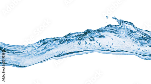 Фотография Dynamic blue water splash with bubbles and waves