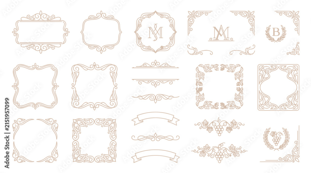 Fototapeta premium Elegant Vintage Ornate Frames and Borders - Isolated Design Elements