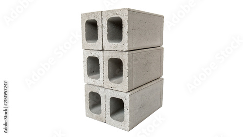 Canvastavla Three tier gray concrete cinder block wall construction building material isolat