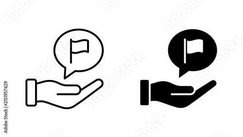 Set of Hand Holding Flag Icons on Transparent Background
