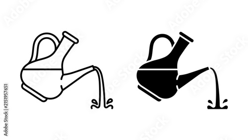 Set of Two Pitchers Pouring Liquid Icons Isolated