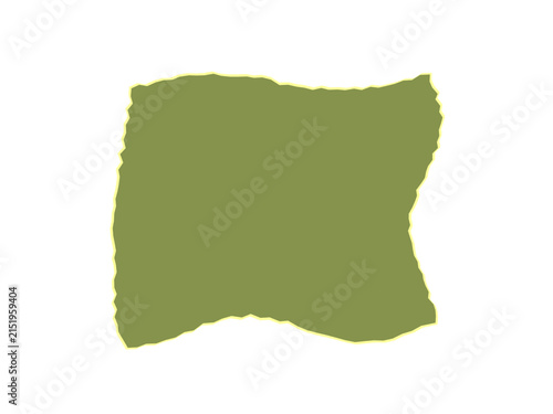 A single piece of olive green torn paper on black background backdrop